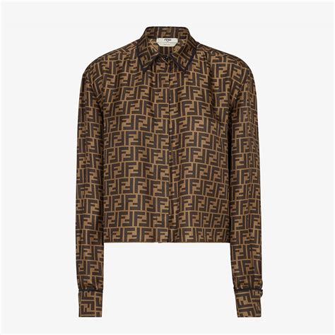 fendi brown twill shirt|Tops & Shirts .